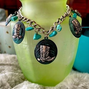 COPY - BLING BLING 🎉🎊cowgirl bead turquoise statement necklace Adjustable 16-14…